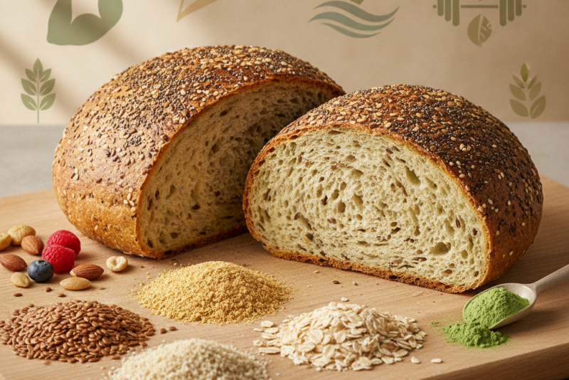 Pão nutritivo com quatro ingredientes: rico em fibra e proteína, sem glúten
