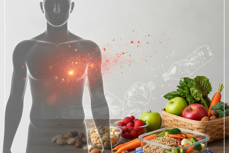 Redução de substâncias químicas no corpo ao evitar plásticos com alimentos em uma semana