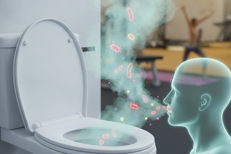 Descarga de vaso sanitário libera nuvem de bactérias inaláveis, mesmo com a tampa fechada