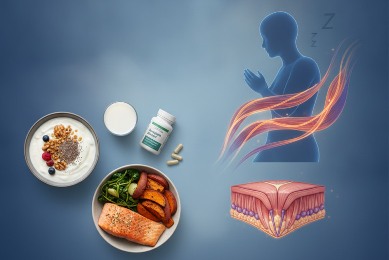 Alimentos para a recuperação muscular noturna e prevenção da sarcopenia